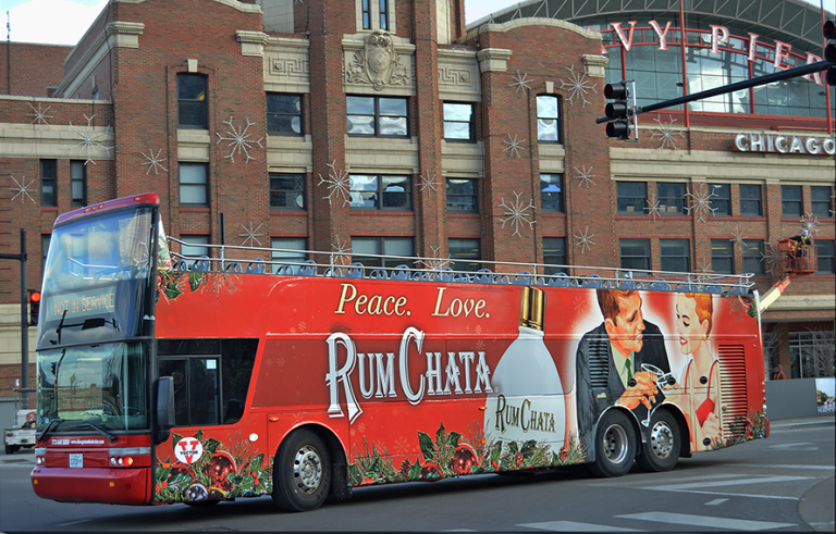 The bus wraps that we ran with during the holidays that Charlie created to get us exposure for a reasonable investment in crowded urban areas, like Times Square.