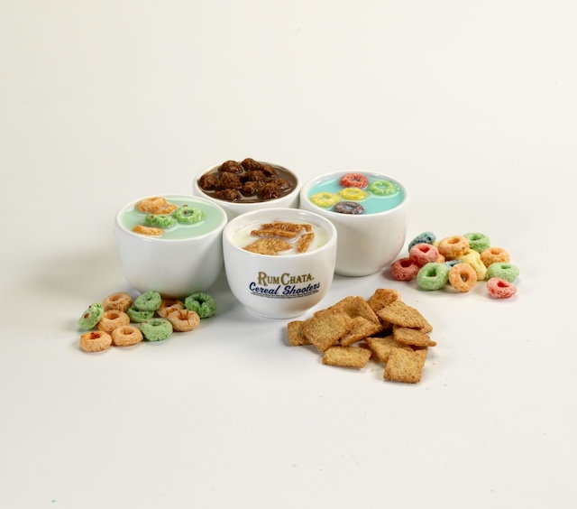 The Cereal Shooters idea that expanded our shot base on premise.  The shots here were Apple Jacks, Count Chocula, Cinnamon Toast Crunch, and Fruit Loops.   The shooter bowl was a 2 oz Dimsum cup from a Chinese restaurant supply company.  We would buy over 200,000 of these over the course of the promotion and these were some of the POS items that people stole and sold on EBay.