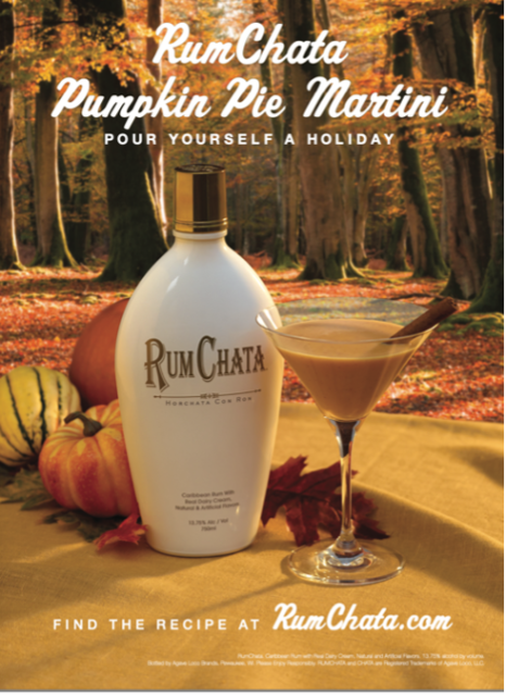 RumChata seasonal advertising for Fall, Winter and Summer.  Pour yourself a Holiday and a Vacation.
