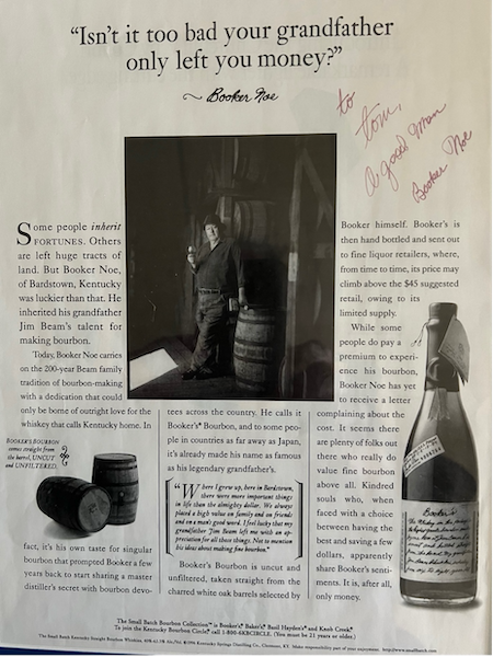 I am tremendously proud of the note on this ad from Booker.  Simple words but it has meant a lot over the years.