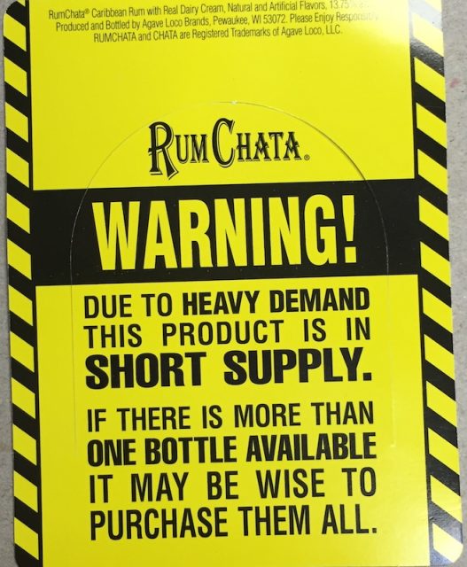 The bottle neckers we produced to address the issue of shortages on RumChata.  This was pure ‘Illusion of Discovery’ marketing as  in our tongue in cheek humor created talk value with our loyal consumers.  People were stealing the neckers to show their friends.