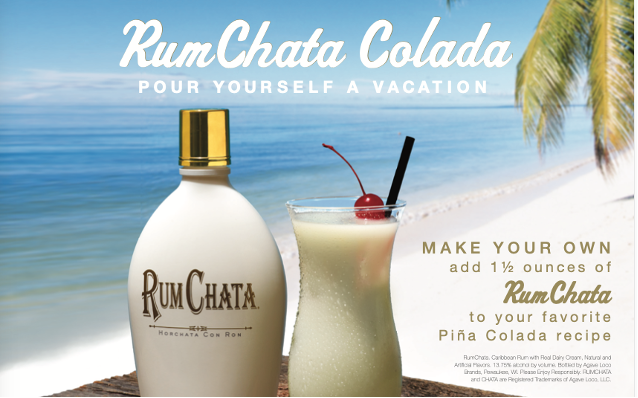 RumChata seasonal advertising for Fall, Winter and Summer.  Pour yourself a Holiday and a Vacation.